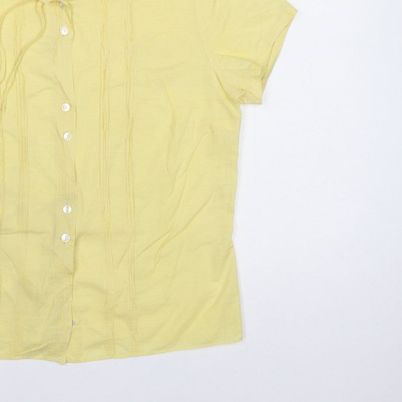 Original Swiss Quality Women Yellow UK 14 Button-Up Short Sleeve Blouse