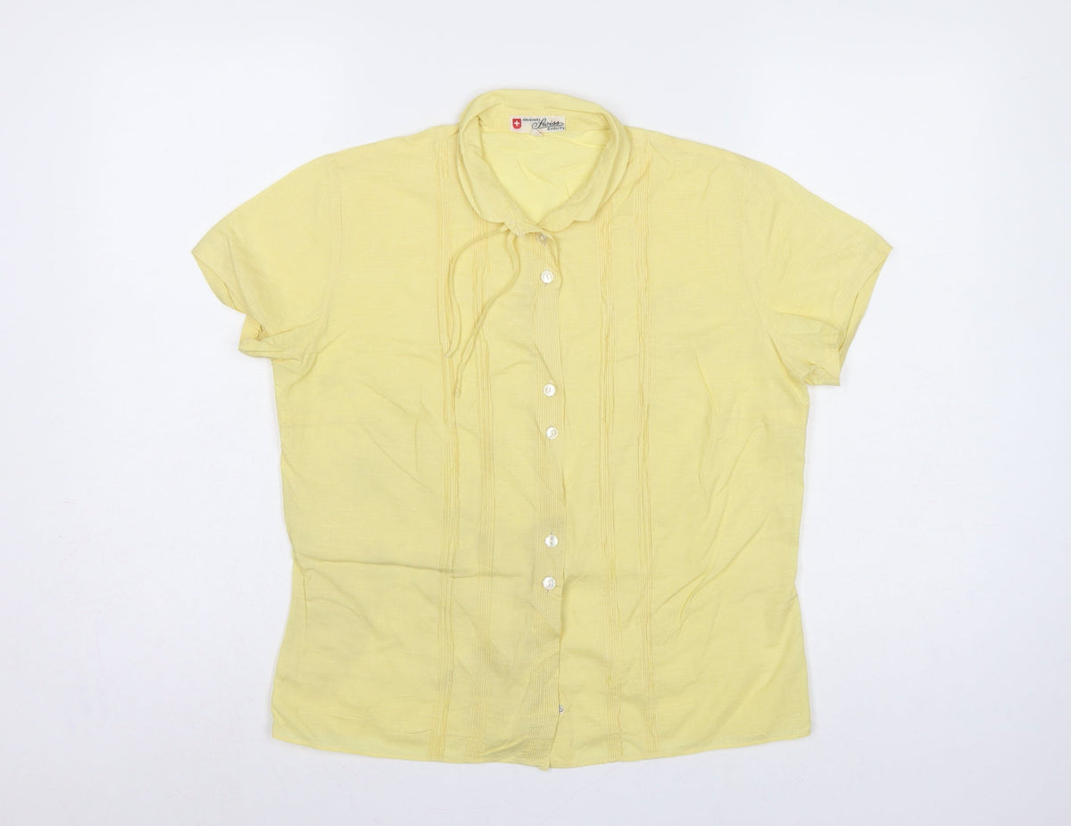 Original Swiss Quality Women Yellow UK 14 Button-Up Short Sleeve Blouse