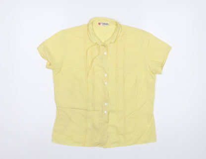 Original Swiss Quality Women Yellow UK 14 Button-Up Short Sleeve Blouse