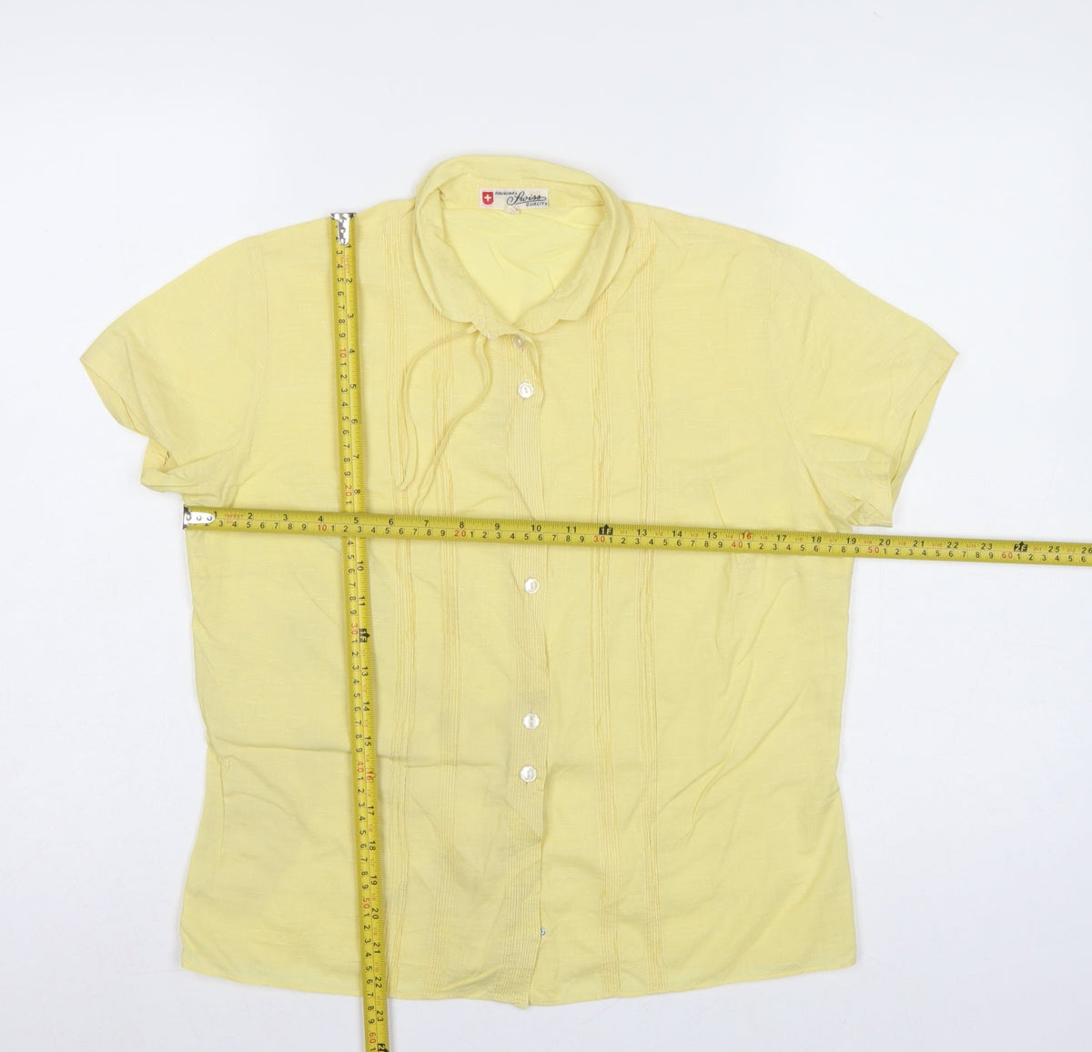 Original Swiss Quality Women Yellow UK 14 Button-Up Short Sleeve Blouse