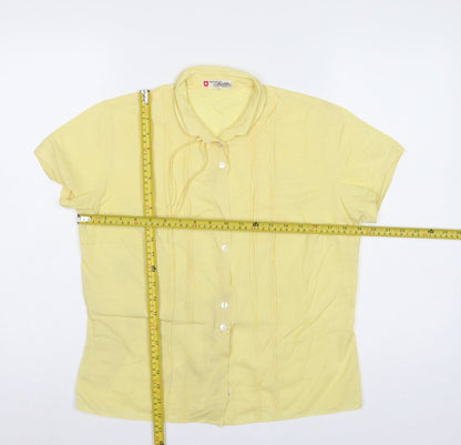 Original Swiss Quality Women Yellow UK 14 Button-Up Short Sleeve Blouse