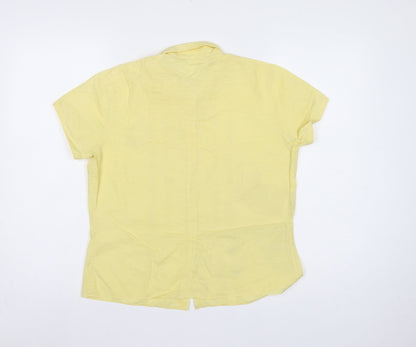 Original Swiss Quality Women Yellow UK 14 Button-Up Short Sleeve Blouse