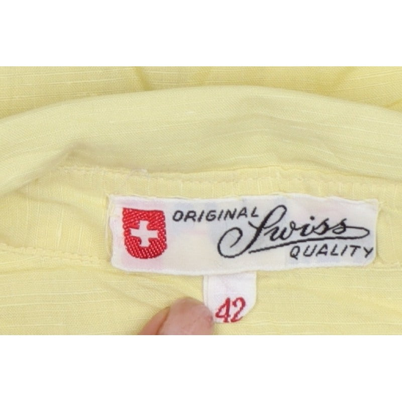 Original Swiss Quality Women Yellow UK 14 Button-Up Short Sleeve Blouse