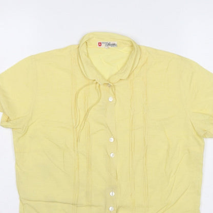 Original Swiss Quality Women Yellow UK 14 Button-Up Short Sleeve Blouse