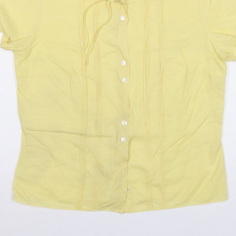 Original Swiss Quality Women Yellow UK 14 Button-Up Short Sleeve Blouse