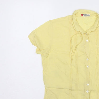 Original Swiss Quality Women Yellow UK 14 Button-Up Short Sleeve Blouse