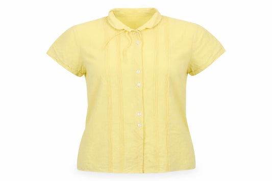 Original Swiss Quality Women Yellow UK 14 Button-Up Short Sleeve Blouse