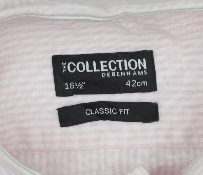 Debenhams The Collection Men’s Pink Stripe 16.5 Classic Fit Dress Shirt