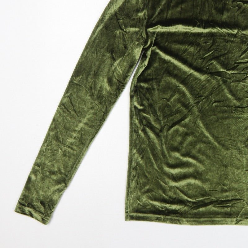 ASOS Design Women Green M Velvet Roll Neck Long Sleeve T-Shirt