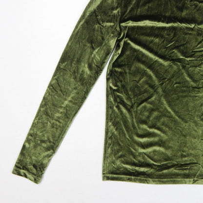 ASOS Design Women Green M Velvet Roll Neck Long Sleeve T-Shirt