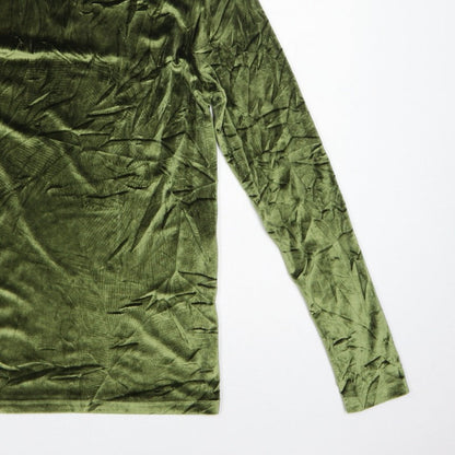 ASOS Design Women Green M Velvet Roll Neck Long Sleeve T-Shirt