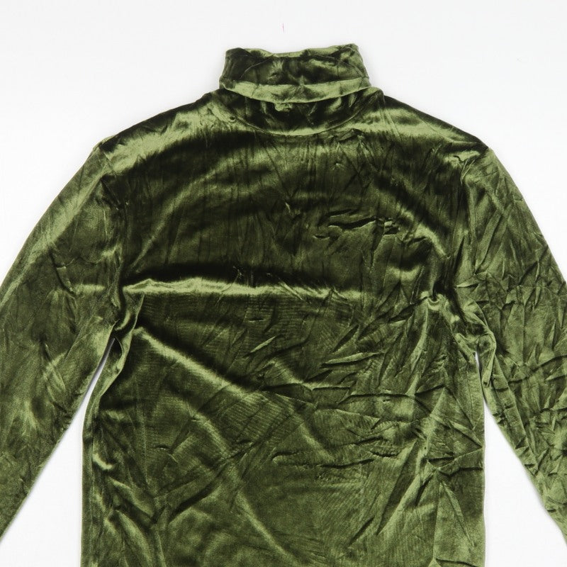 ASOS Design Women Green M Velvet Roll Neck Long Sleeve T-Shirt