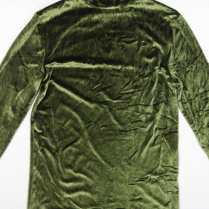ASOS Design Women Green M Velvet Roll Neck Long Sleeve T-Shirt