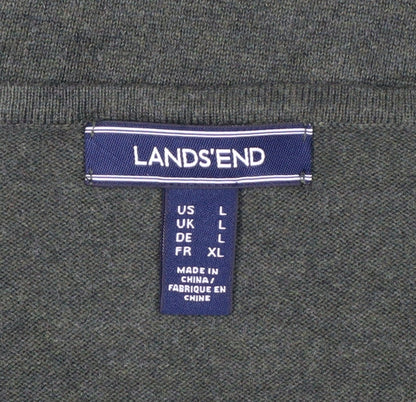 Lands' End Women Green L Knit Midi Shift Dress V-Neck 3/4 Sleeve