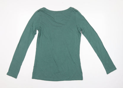 Fat Face Women’s Green Size 10 Scoop Neck Long Sleeve Basic T-Shirt