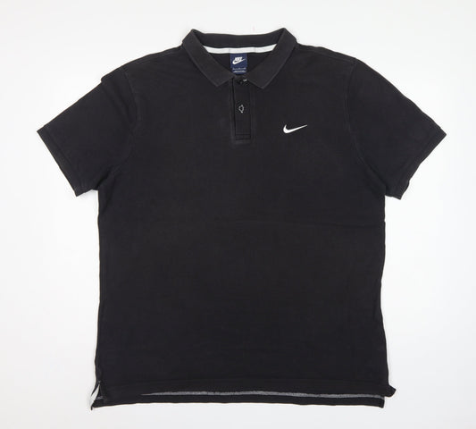 Back view of Nike Men’s Black XL Cotton Short Sleeve Logo Golf Polo Shirt