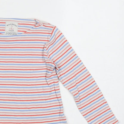 Joules Girls Multicoloured Striped Cotton Long Sleeve Basic Top 7 Years