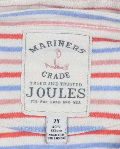 Joules Girls Multicoloured Striped Cotton Long Sleeve Basic Top 7 Years