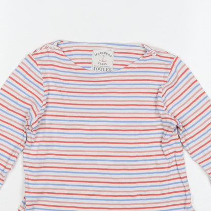 Joules Girls Multicoloured Striped Cotton Long Sleeve Basic Top 7 Years