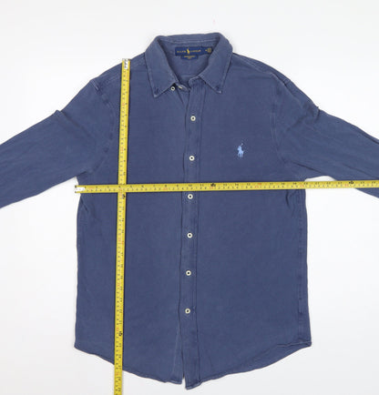 Ralph Lauren Men Blue M Featherweight Mesh Cotton Button-Up Shirt