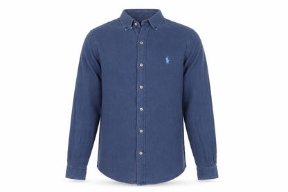Ralph Lauren Men Blue M Featherweight Mesh Cotton Button-Up Shirt