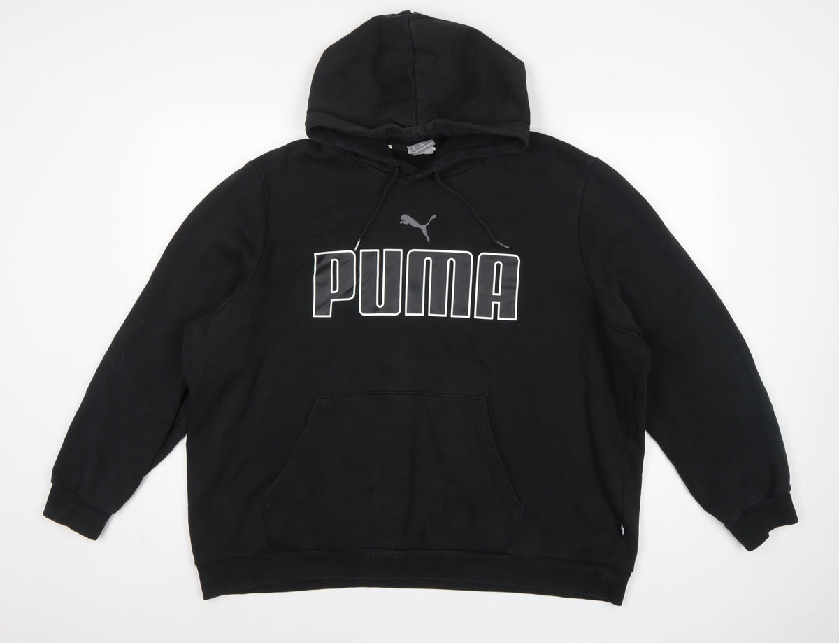 Puma Men’s Black 2XL Pullover Hoodie Logo Graphic Print Pockets