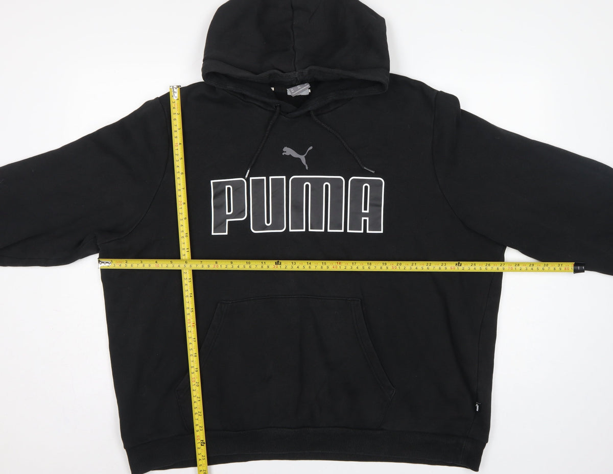 Puma Men’s Black 2XL Pullover Hoodie Logo Graphic Print Pockets