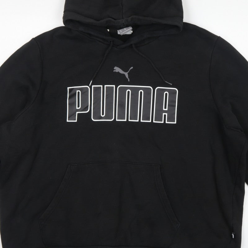 Puma Men’s Black 2XL Pullover Hoodie Logo Graphic Print Pockets