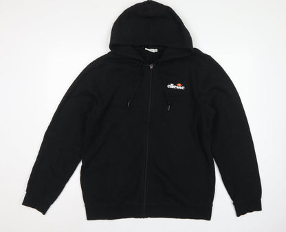Ellesse Men’s Black XL Full Zip Logo Hoodie Cotton Fleece