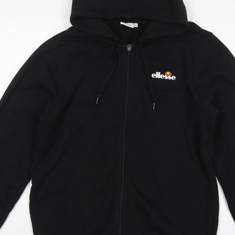 Ellesse Men’s Black XL Full Zip Logo Hoodie Cotton Fleece