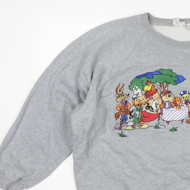 Acme Clothing Co Unisex Grey XL Looney Tunes Graphic Raglan Sweatshirt