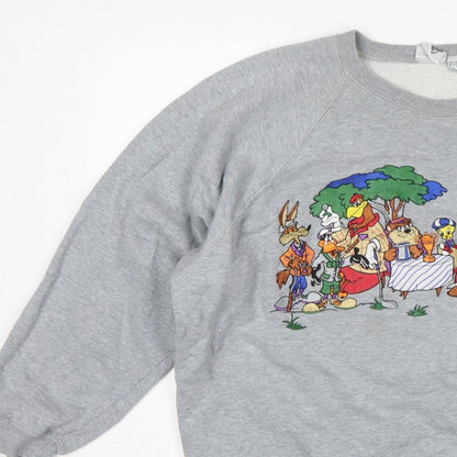 Acme Clothing Co Unisex Grey XL Looney Tunes Graphic Raglan Sweatshirt