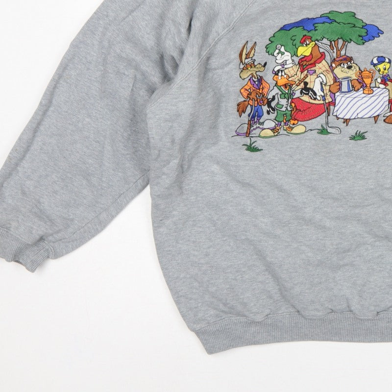 Acme Clothing Co Unisex Grey XL Looney Tunes Graphic Raglan Sweatshirt