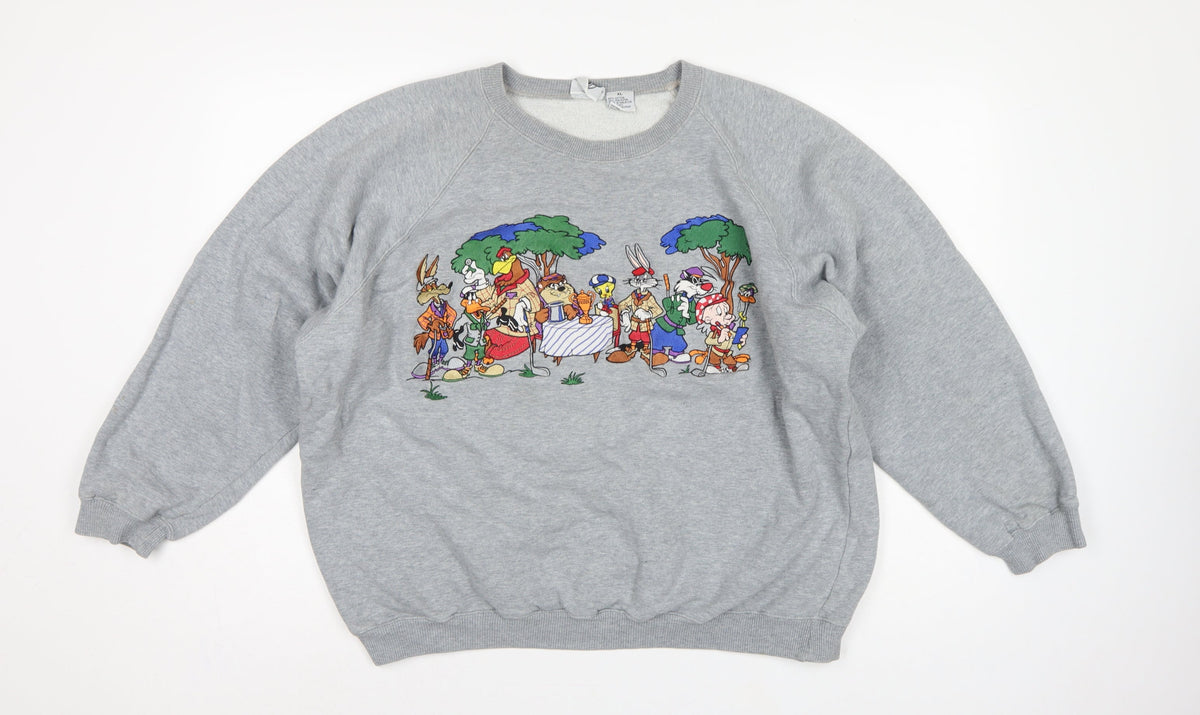 Acme Clothing Co Unisex Grey XL Looney Tunes Graphic Raglan Sweatshirt
