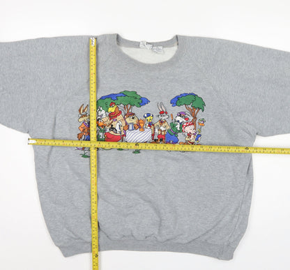 Acme Clothing Co Unisex Grey XL Looney Tunes Graphic Raglan Sweatshirt