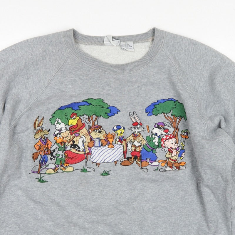 Acme Clothing Co Unisex Grey XL Looney Tunes Graphic Raglan Sweatshirt