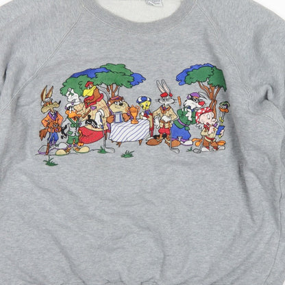 Acme Clothing Co Unisex Grey XL Looney Tunes Graphic Raglan Sweatshirt