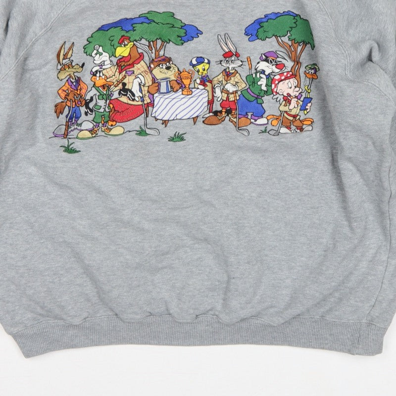 Acme Clothing Co Unisex Grey XL Looney Tunes Graphic Raglan Sweatshirt