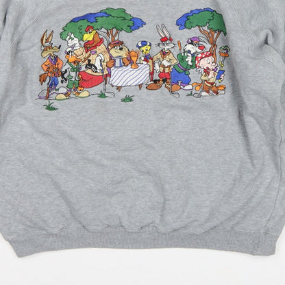 Acme Clothing Co Unisex Grey XL Looney Tunes Graphic Raglan Sweatshirt