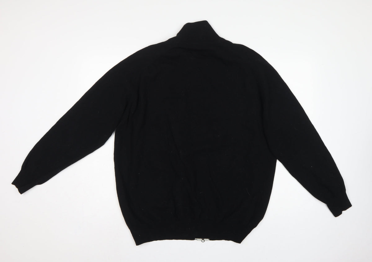 Concrete Men’s Black Grey Argyle Full Zip Wool Jumper XL
