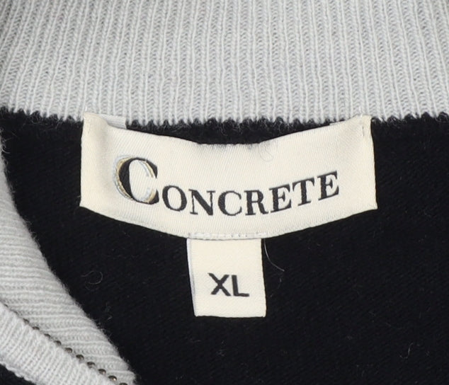 Concrete Men’s Black Grey Argyle Full Zip Wool Jumper XL