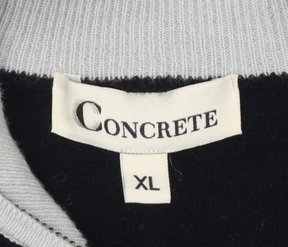 Concrete Men’s Black Grey Argyle Full Zip Wool Jumper XL