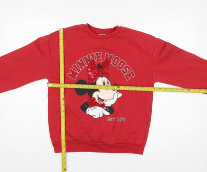 George Girls Red Minnie Mouse Sequin Sweatshirt 12-13 Years Pullover