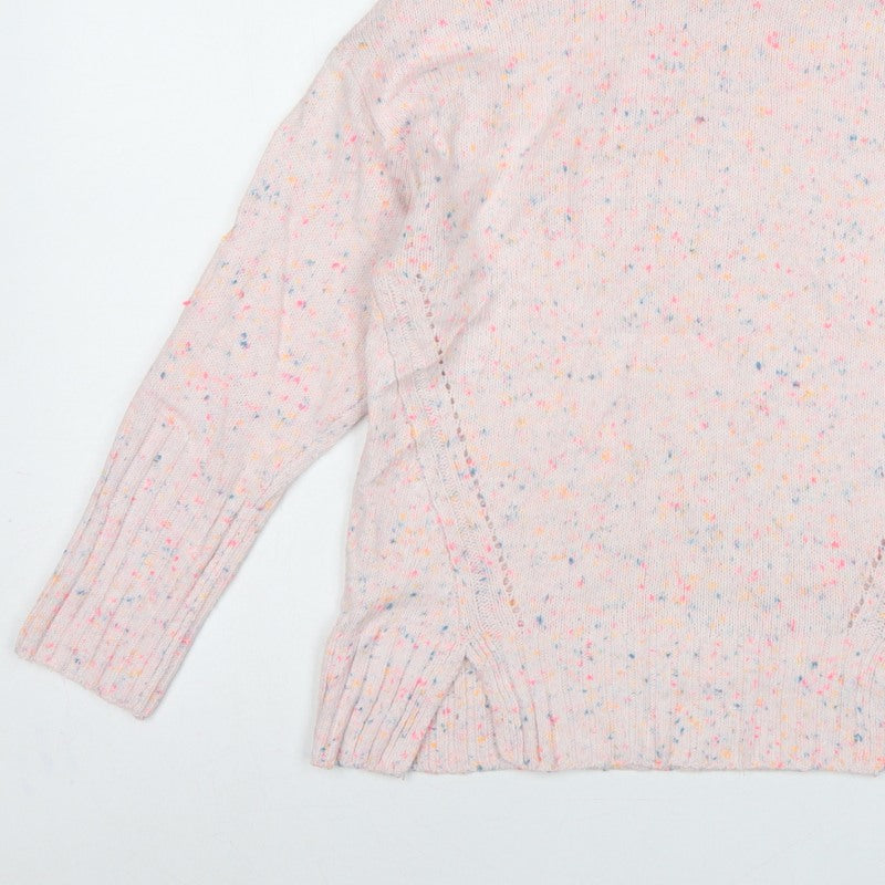 Oliver Bonas Women Pink Speckled Roll Neck Jumper UK 8 Long Sleeve Knit