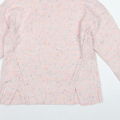 Oliver Bonas Women Pink Speckled Roll Neck Jumper UK 8 Long Sleeve Knit