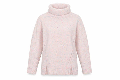 Oliver Bonas Women Pink Speckled Roll Neck Jumper UK 8 Long Sleeve Knit