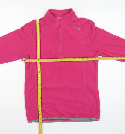Tog24 Women's Pink UK 10-12 Pullover 1/4 Zip Fleece Sweatshirt