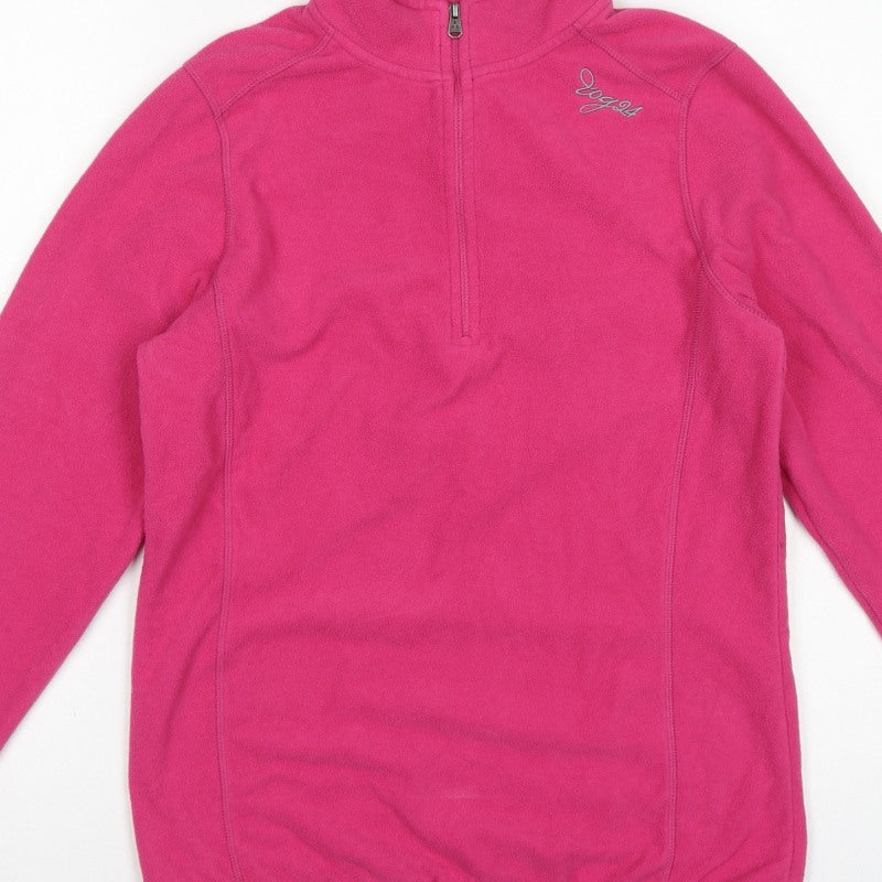 Tog24 Women's Pink UK 10-12 Pullover 1/4 Zip Fleece Sweatshirt