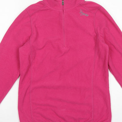 Tog24 Women's Pink UK 10-12 Pullover 1/4 Zip Fleece Sweatshirt