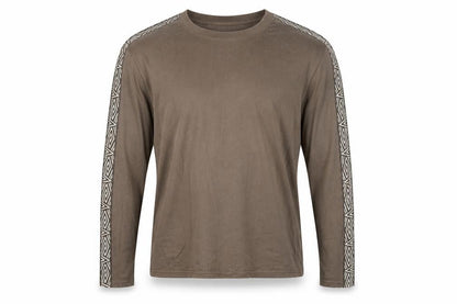 Umbro Men's Brown M Long Sleeve Crew Neck Geometric Logo T-Shirt